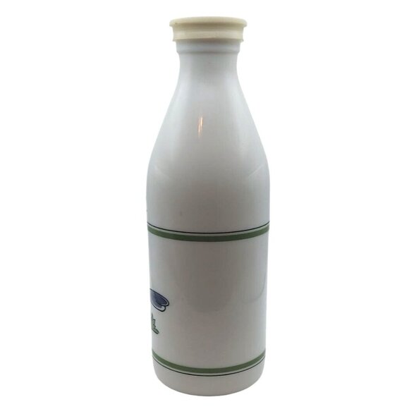 Vintage Egizia White Glass Milk Bottle Handpainted Bird Rubber Cap Italy - Picture 4 of 9